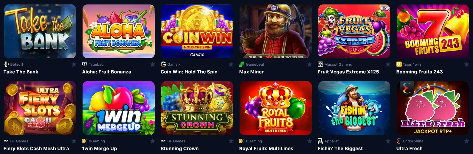 1Win ичидаги слотлар