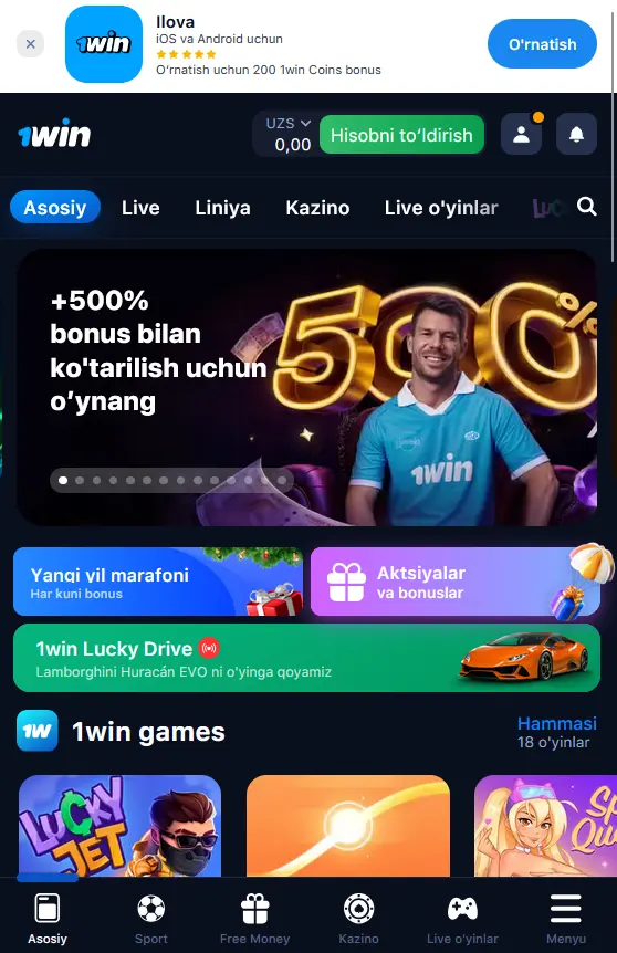 iOS учун 1Win иловаси
